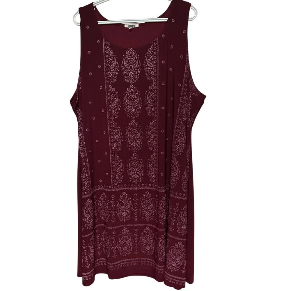 Maurices Women's Maroon Paisley Sleeveless Midi Dress Size 3